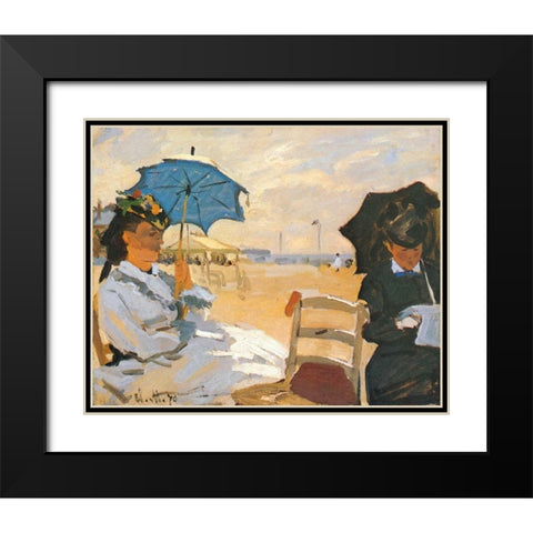 The Beach At Trouville 1870 Black Modern Wood Framed Art Print with Double Matting by Monet, Claude