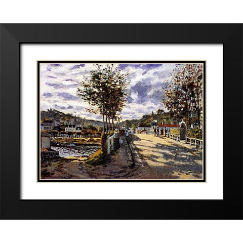 The Bridge At Bougival 1870 Black Modern Wood Framed Art Print with Double Matting by Monet, Claude