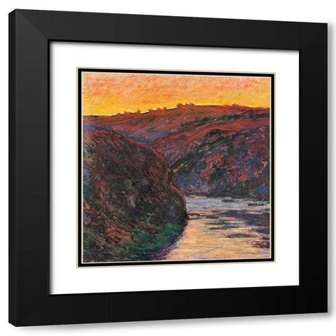The Creuse Sunset 1889 Black Modern Wood Framed Art Print with Double Matting by Monet, Claude