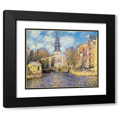 The Zuiderkerk At Amsterdam Black Modern Wood Framed Art Print with Double Matting by Monet, Claude