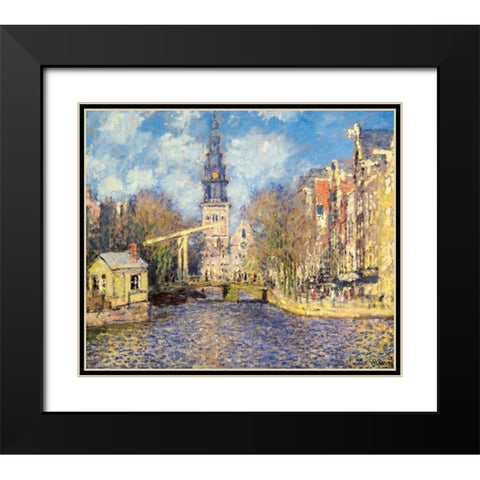 The Zuiderkerk At Amsterdam Black Modern Wood Framed Art Print with Double Matting by Monet, Claude