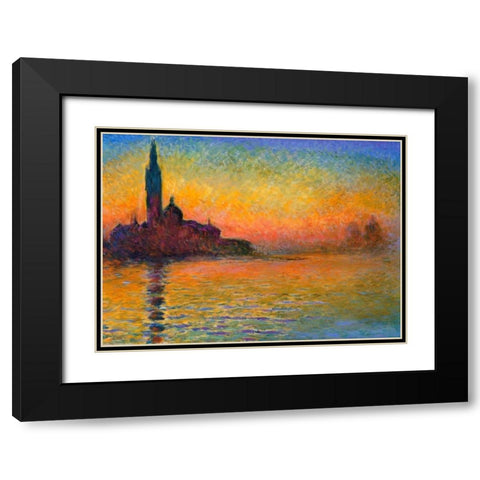 Twilight Venice Black Modern Wood Framed Art Print with Double Matting by Monet, Claude