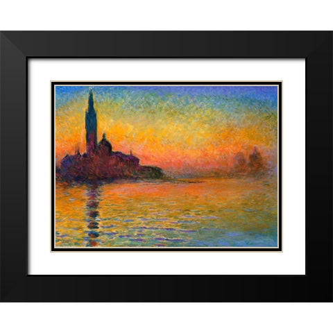 Twilight Venice Black Modern Wood Framed Art Print with Double Matting by Monet, Claude