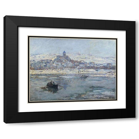 Vetheuil In Winter 1879 Black Modern Wood Framed Art Print with Double Matting by Monet, Claude