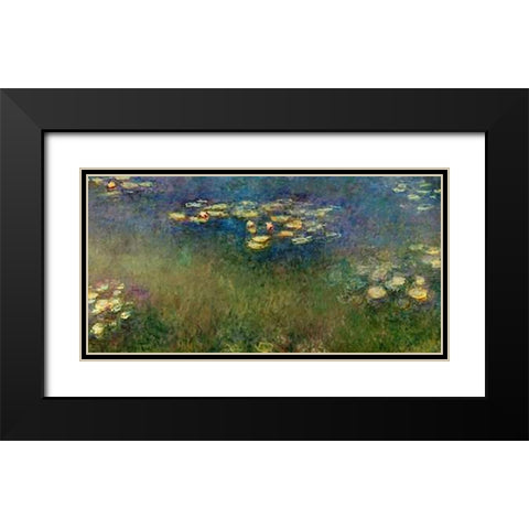 Water Lilies Giverny Black Modern Wood Framed Art Print with Double Matting by Monet, Claude