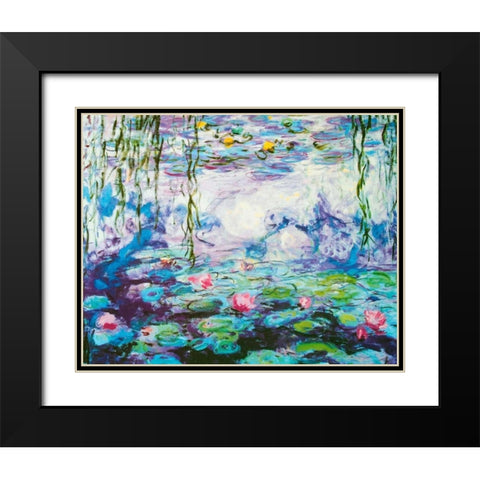 Waterlilies Black Modern Wood Framed Art Print with Double Matting by Monet, Claude