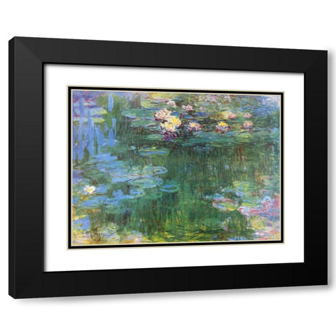 Waterlilies 1916 - 3 Black Modern Wood Framed Art Print with Double Matting by Monet, Claude