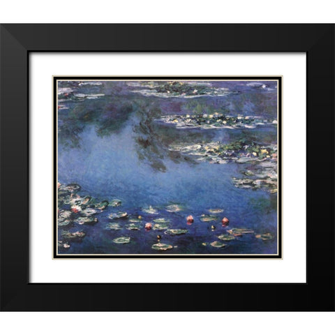 Waterlilies 3 Black Modern Wood Framed Art Print with Double Matting by Monet, Claude