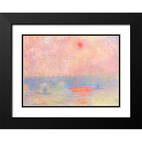 Waterloo Bridge Sun Through The Mist 1903 Black Modern Wood Framed Art Print with Double Matting by Monet, Claude
