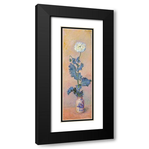 White Poppy Black Modern Wood Framed Art Print with Double Matting by Monet, Claude