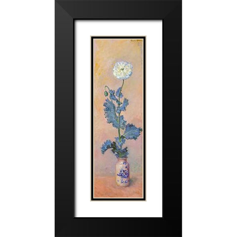 White Poppy Black Modern Wood Framed Art Print with Double Matting by Monet, Claude