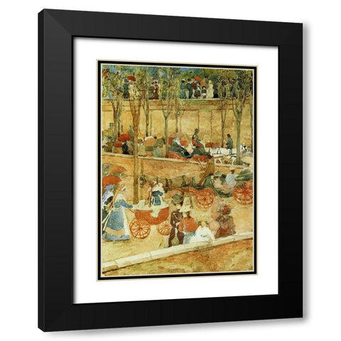Afternoon Pincian Hill Black Modern Wood Framed Art Print with Double Matting by Prendergast, Maurice Brazil