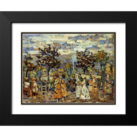 In The Luxembourg Gardens Black Modern Wood Framed Art Print with Double Matting by Prendergast, Maurice Brazil