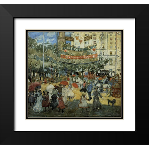 Madison Square Black Modern Wood Framed Art Print with Double Matting by Prendergast, Maurice Brazil