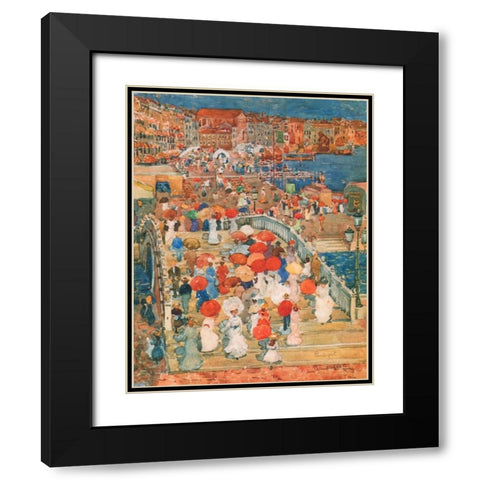 Ponte Della Paglia Marble Bridge Black Modern Wood Framed Art Print with Double Matting by Prendergast, Maurice Brazil