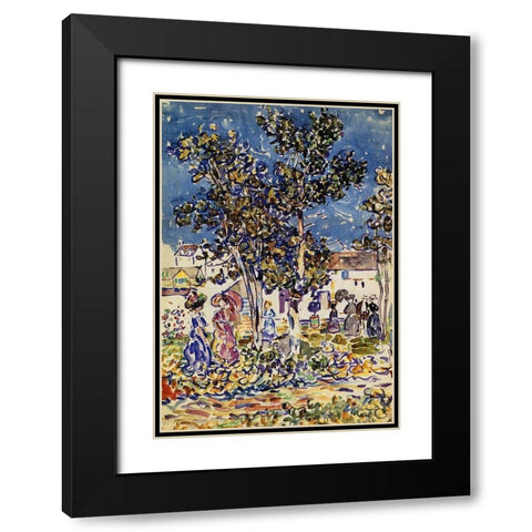 Spring Promenade Black Modern Wood Framed Art Print with Double Matting by Prendergast, Maurice Brazil