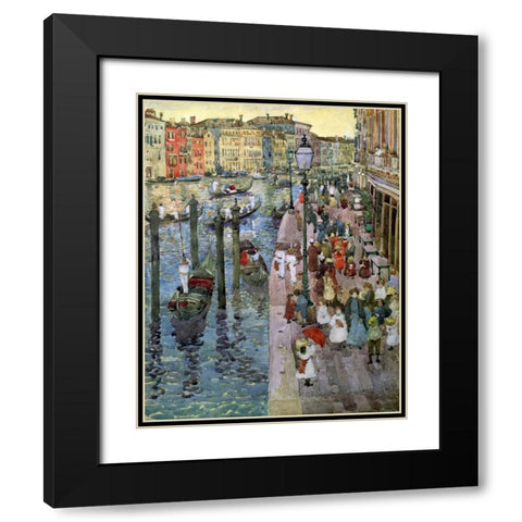 The Grand Canal Venice Black Modern Wood Framed Art Print with Double Matting by Prendergast, Maurice Brazil