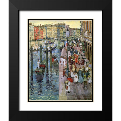 The Grand Canal Venice Black Modern Wood Framed Art Print with Double Matting by Prendergast, Maurice Brazil