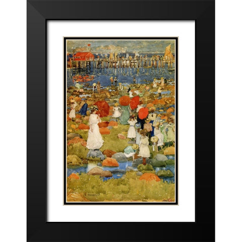 The Stony Beach Black Modern Wood Framed Art Print with Double Matting by Prendergast, Maurice Brazil