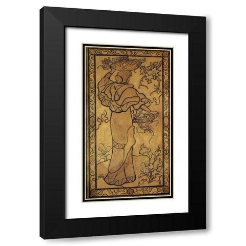 Femme A La Corbeille De Fleurs Black Modern Wood Framed Art Print with Double Matting by Ranson, Paul