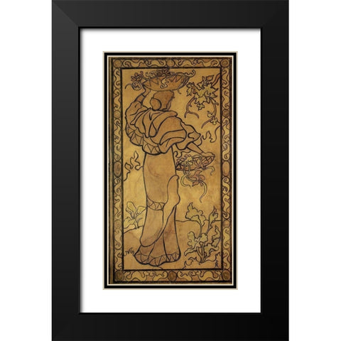 Femme A La Corbeille De Fleurs Black Modern Wood Framed Art Print with Double Matting by Ranson, Paul