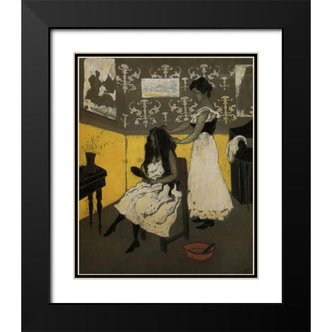 La Coiffure A La Bassine Rouge Black Modern Wood Framed Art Print with Double Matting by Ranson, Paul