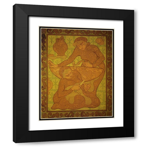 Les Servantes Black Modern Wood Framed Art Print with Double Matting by Ranson, Paul