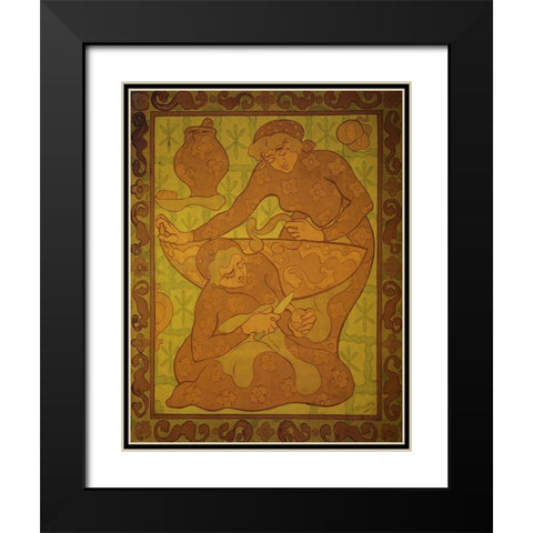 Les Servantes Black Modern Wood Framed Art Print with Double Matting by Ranson, Paul