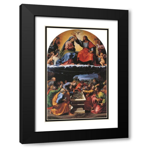 Coronation Of The Virgin 2 Black Modern Wood Framed Art Print with Double Matting by Raphael
