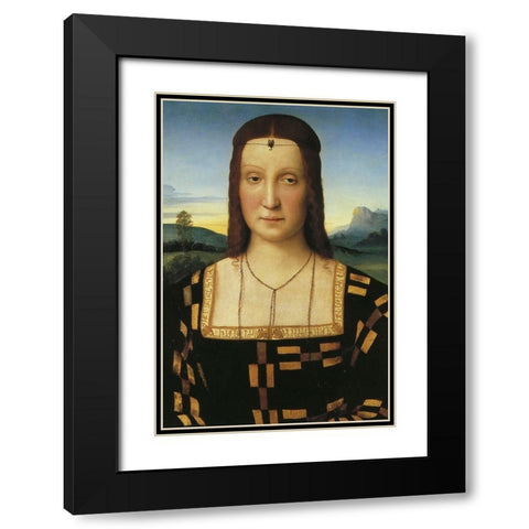Elisabetta Gonzaga Black Modern Wood Framed Art Print with Double Matting by Raphael