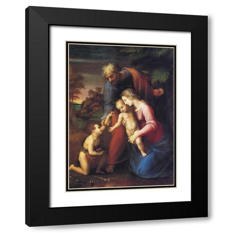 Holy Family With St John 2 Black Modern Wood Framed Art Print with Double Matting by Raphael