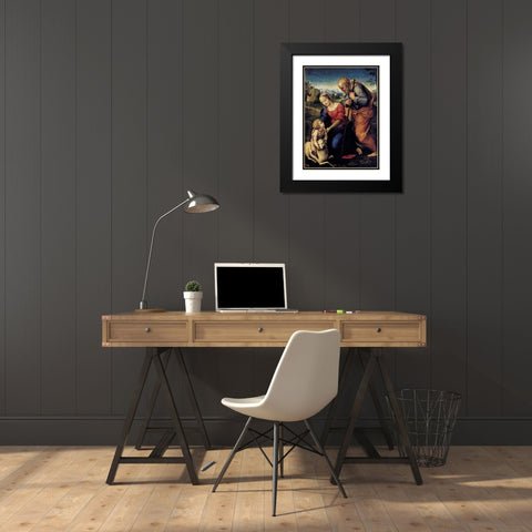 Holy Family With The Lamb Black Modern Wood Framed Art Print with Double Matting by Raphael