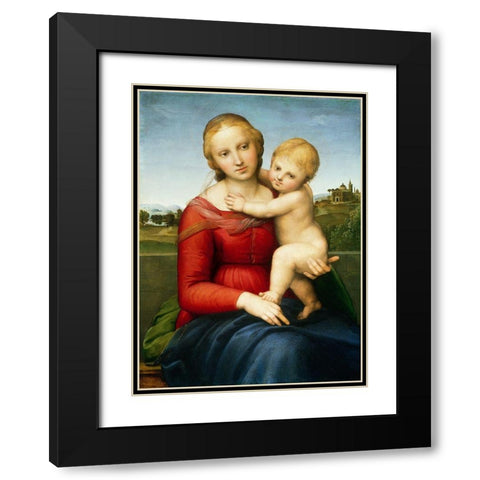 The Small Cowper Madonna, c. 1505 Black Modern Wood Framed Art Print with Double Matting by Raphael