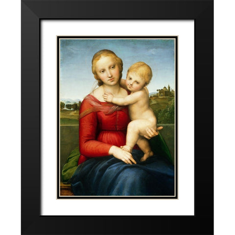 The Small Cowper Madonna, c. 1505 Black Modern Wood Framed Art Print with Double Matting by Raphael