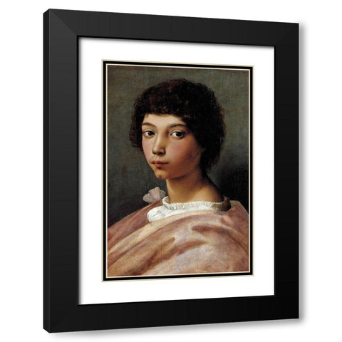 Portrait Of A Young Man Black Modern Wood Framed Art Print with Double Matting by Raphael