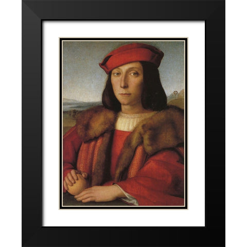 Portrait Of A Young Man 2 Black Modern Wood Framed Art Print with Double Matting by Raphael