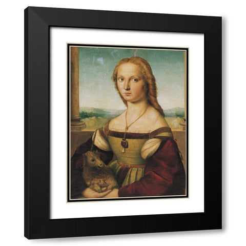 Portrait Of A Young Woman Black Modern Wood Framed Art Print with Double Matting by Raphael