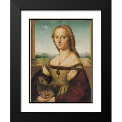 Portrait Of A Young Woman Black Modern Wood Framed Art Print with Double Matting by Raphael