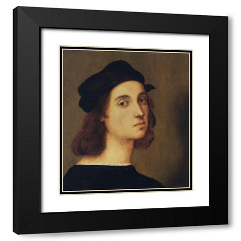 Self Portrait Black Modern Wood Framed Art Print with Double Matting by Raphael