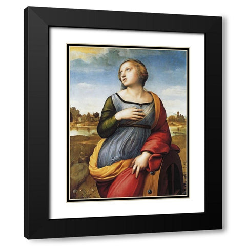 St Catherine Of Alexandria Black Modern Wood Framed Art Print with Double Matting by Raphael