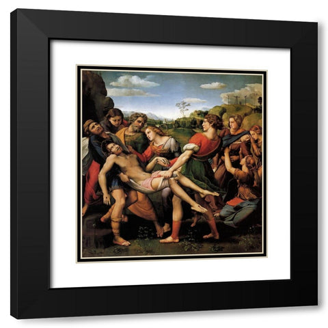 The Entombment Black Modern Wood Framed Art Print with Double Matting by Raphael