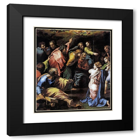 Transfiguration Detail Black Modern Wood Framed Art Print with Double Matting by Raphael