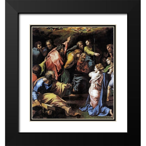 Transfiguration Detail Black Modern Wood Framed Art Print with Double Matting by Raphael
