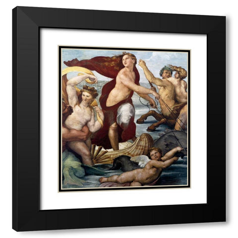 Triumph Of Galatea Detail Black Modern Wood Framed Art Print with Double Matting by Raphael