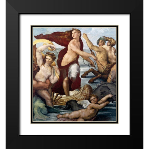 Triumph Of Galatea Detail Black Modern Wood Framed Art Print with Double Matting by Raphael