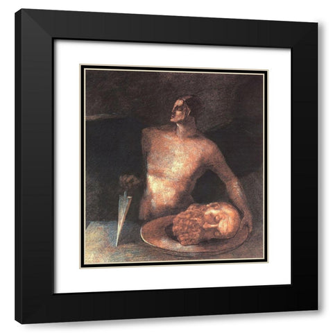 Angel Executioner Black Modern Wood Framed Art Print with Double Matting by Redon, Odilon