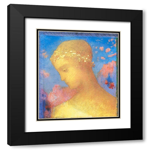 Beatrice Black Modern Wood Framed Art Print with Double Matting by Redon, Odilon