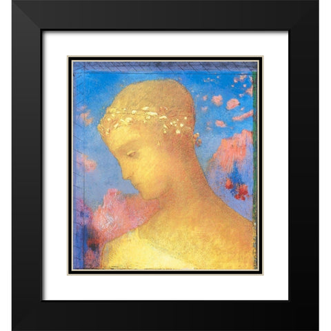 Beatrice Black Modern Wood Framed Art Print with Double Matting by Redon, Odilon