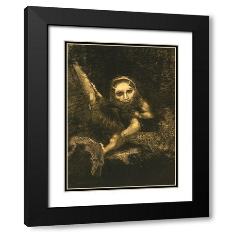 Caliban On A Branch Black Modern Wood Framed Art Print with Double Matting by Redon, Odilon