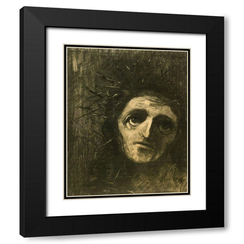 Christ Black Modern Wood Framed Art Print with Double Matting by Redon, Odilon